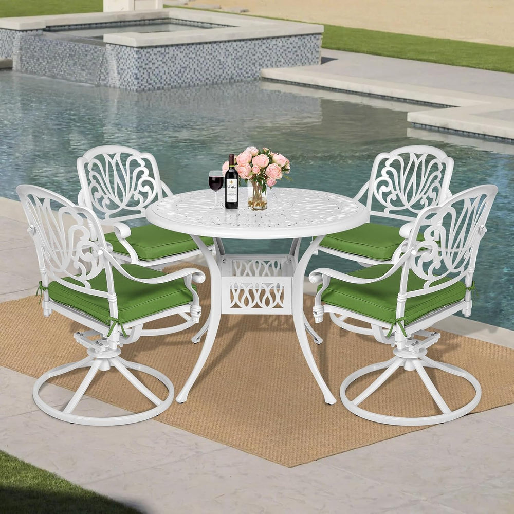 MEETWARM 5-Piece Outdoor Patio Dining Set, All-Weather Cast Aluminum Patio Co...