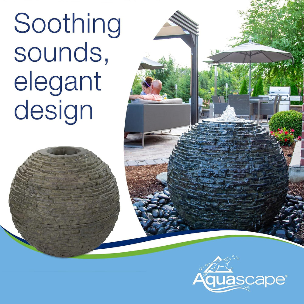 Aquascape Stacked Slate Sphere Fountain, 24 Inch Diameter 61 cm, Lightweight ...
