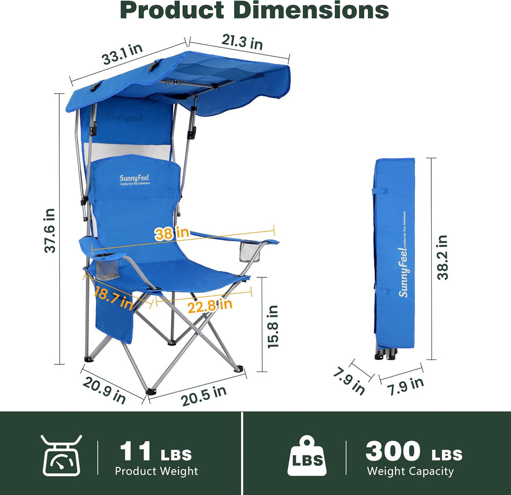 SUNNYFEEL Portable Folding Camping Chairs with Adjustable Canopy Shade