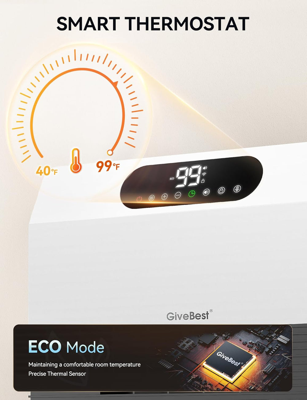 GiveBest Electric Wall Mounted Heater, 1500W Space Heaters for Indoor Use