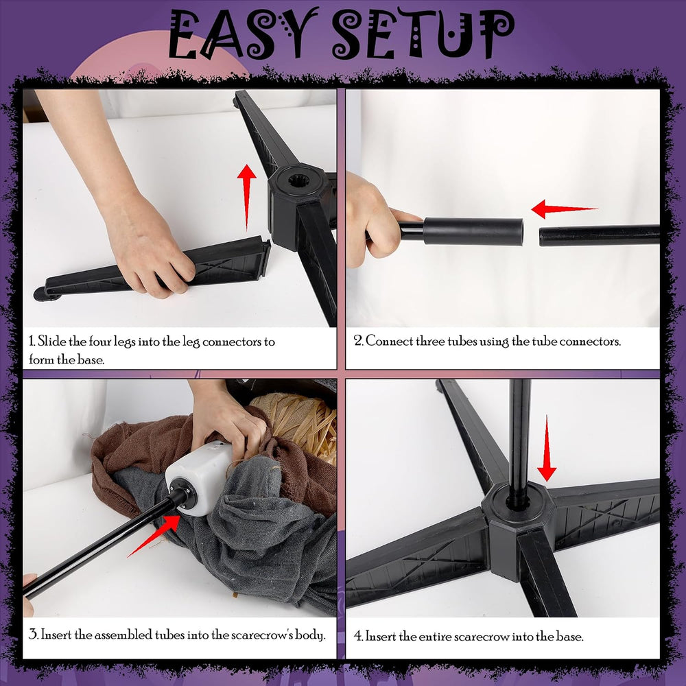 ATDAWN 6FT Halloween Standing Scarecrow, Life-Size Animated Ghost Decor with ...
