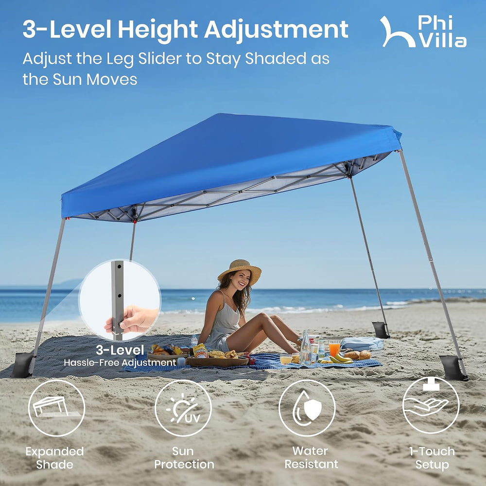 PHI VILLA 12x12 Pop Up Canopy Tent, Slant Leg Easy Instant Sun Shade