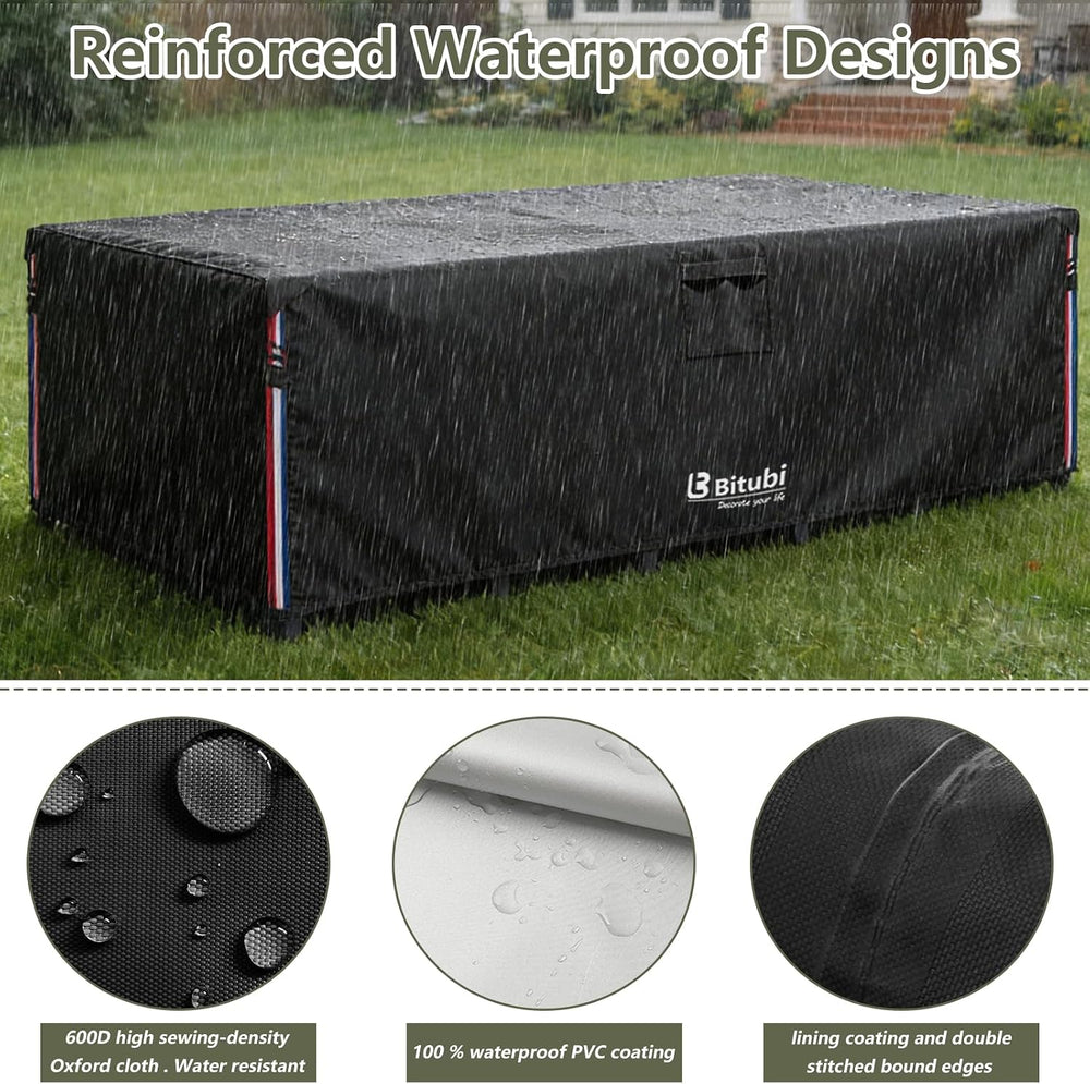 Bitubi Rectangular Patio Table Cover - Heavy Duty 600D Tough Canvas Waterproo...