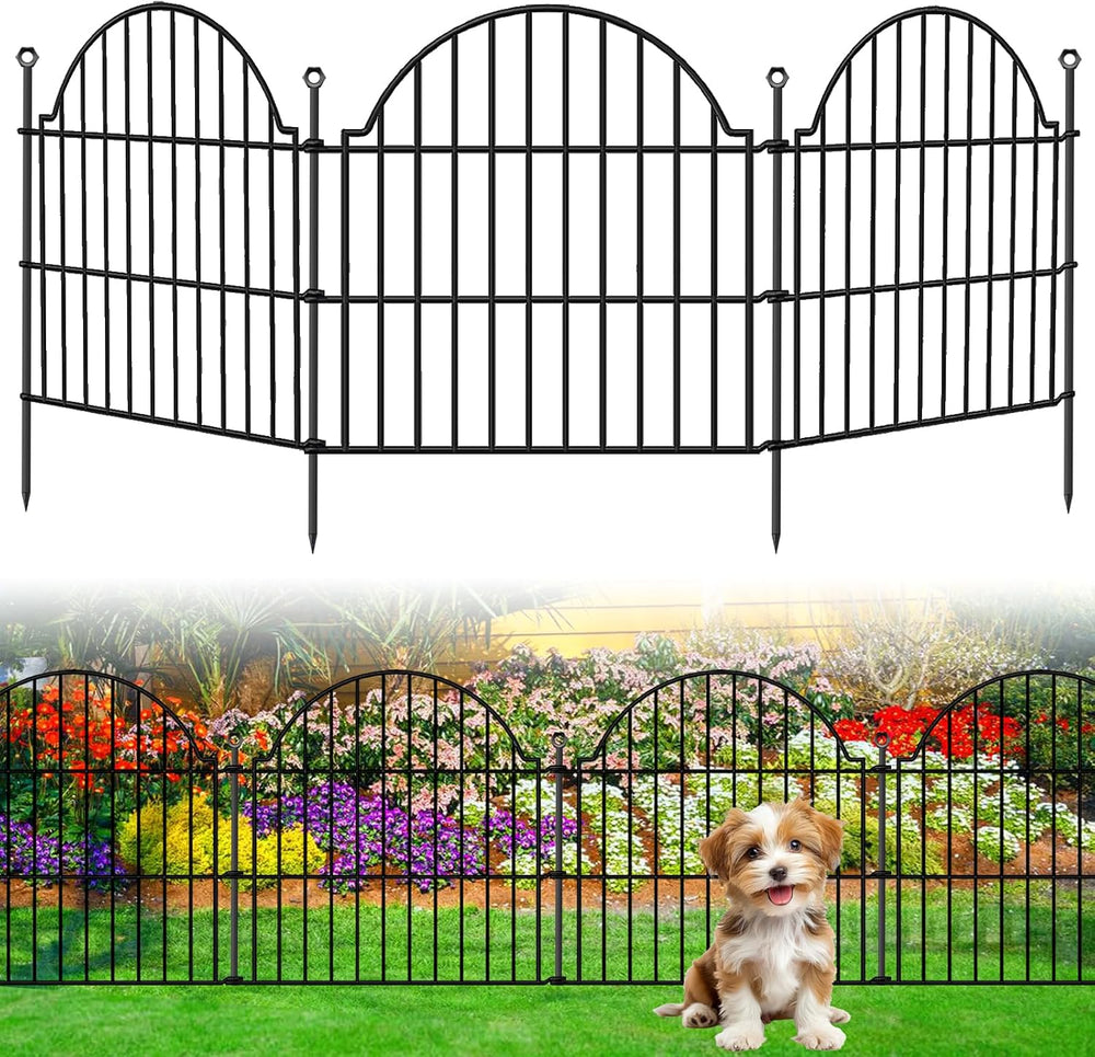 10 Panels No Dig Decorative Outdoor Garden Fence, 24in (H) x20ft (L)