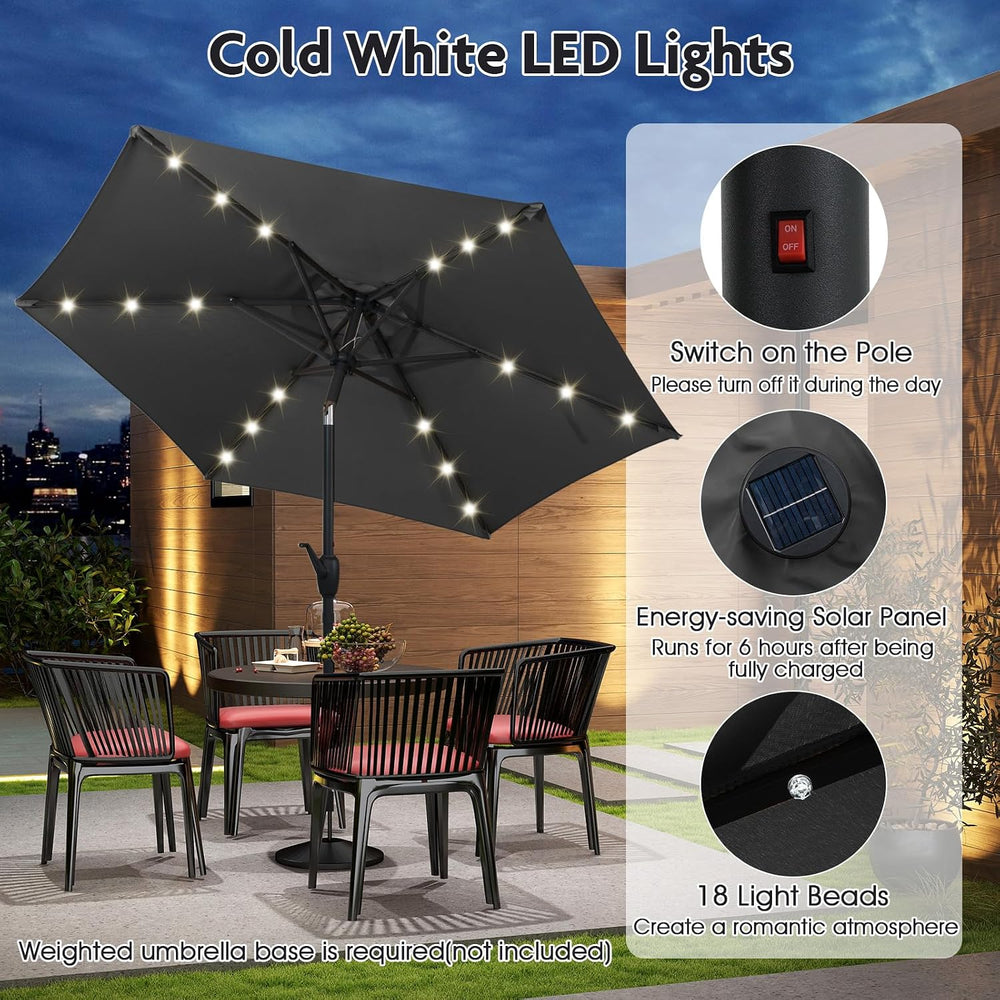 Tangkula 7.5FT Solar LED Patio Umbrella, Outdoor Heavy Duty Market Table Umbr...
