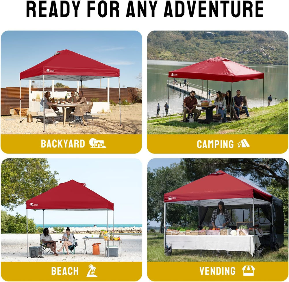 CROWN SHADES 12x12 Pop Up Canopy Tent with One Push Setup, Red