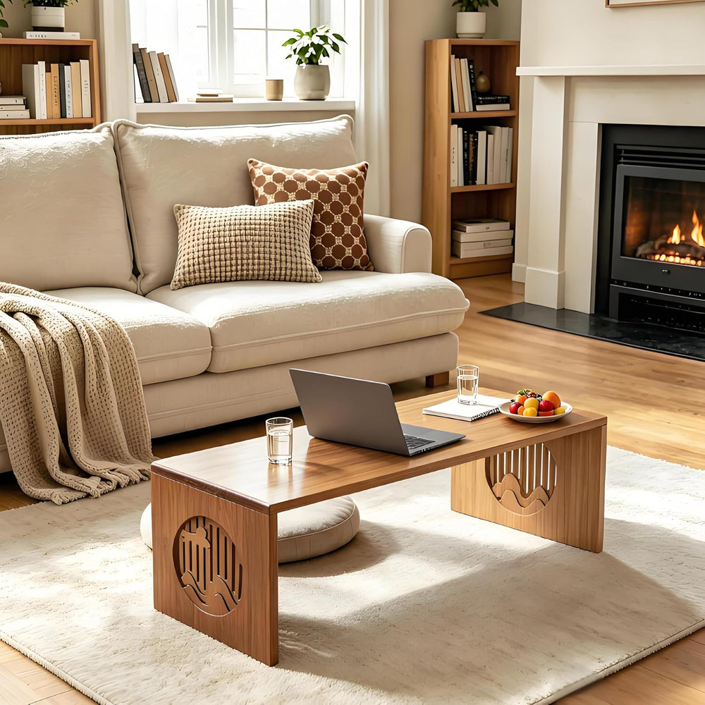 Foldable Japanese Floor Table, Low Folding Coffee Table Small