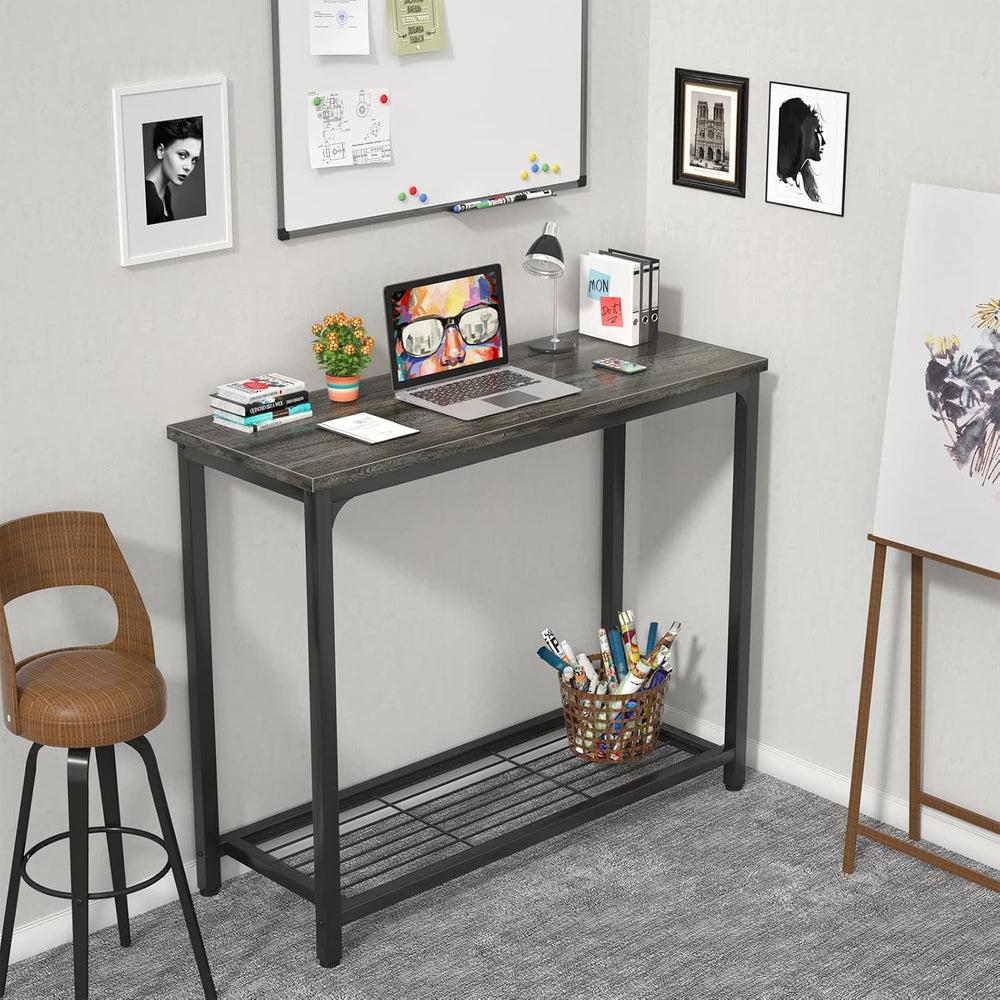 Ecoprsio Console Table Sofa Table with Mesh Shelves, 2 Tier Entryway Table Fo...