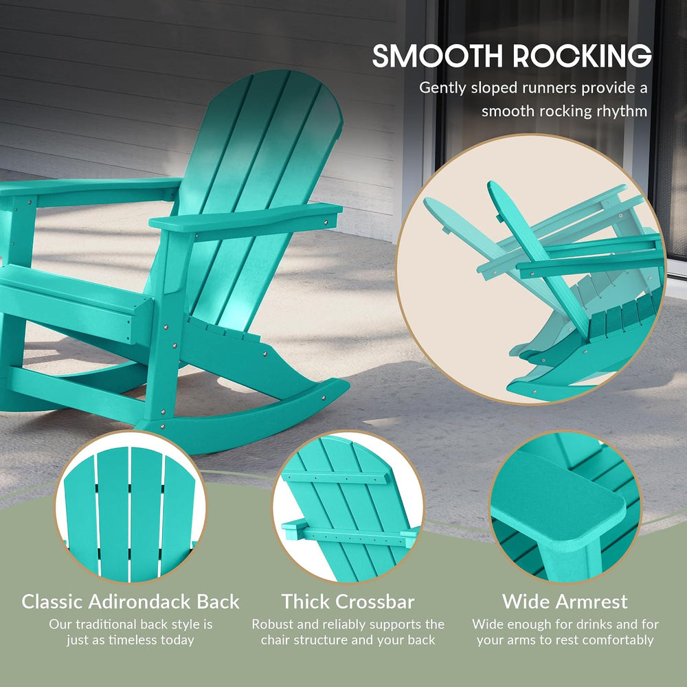 WestinTrends Malibu Outdoor Patio Rocking Adirondack Chairs with Side Table S...
