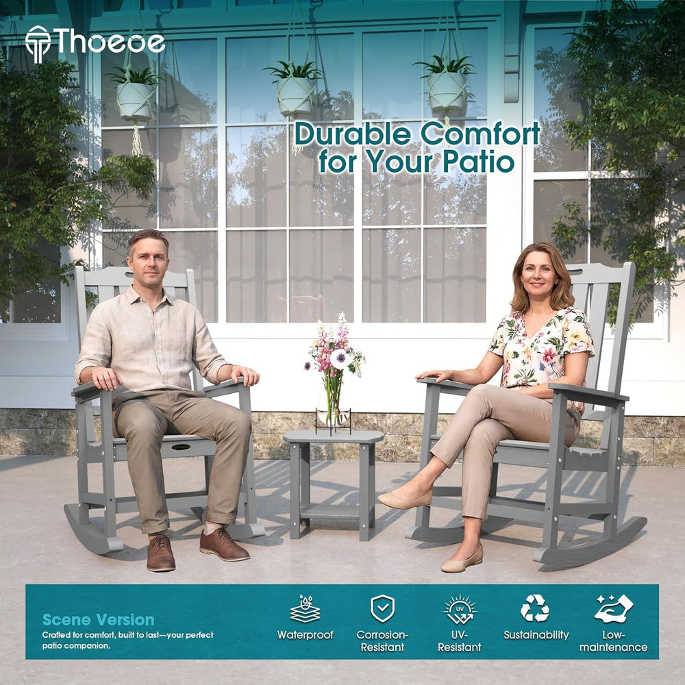 THOEOE Outdoor Rocking Chairs Set of 4, Oversized Patio Rocking Chair