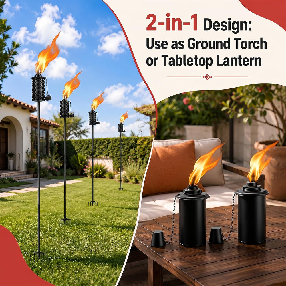 4 Pack Garden Torch, 16oz Outdoor Citronella Torches, 58-Inch Upgraded Citron...
