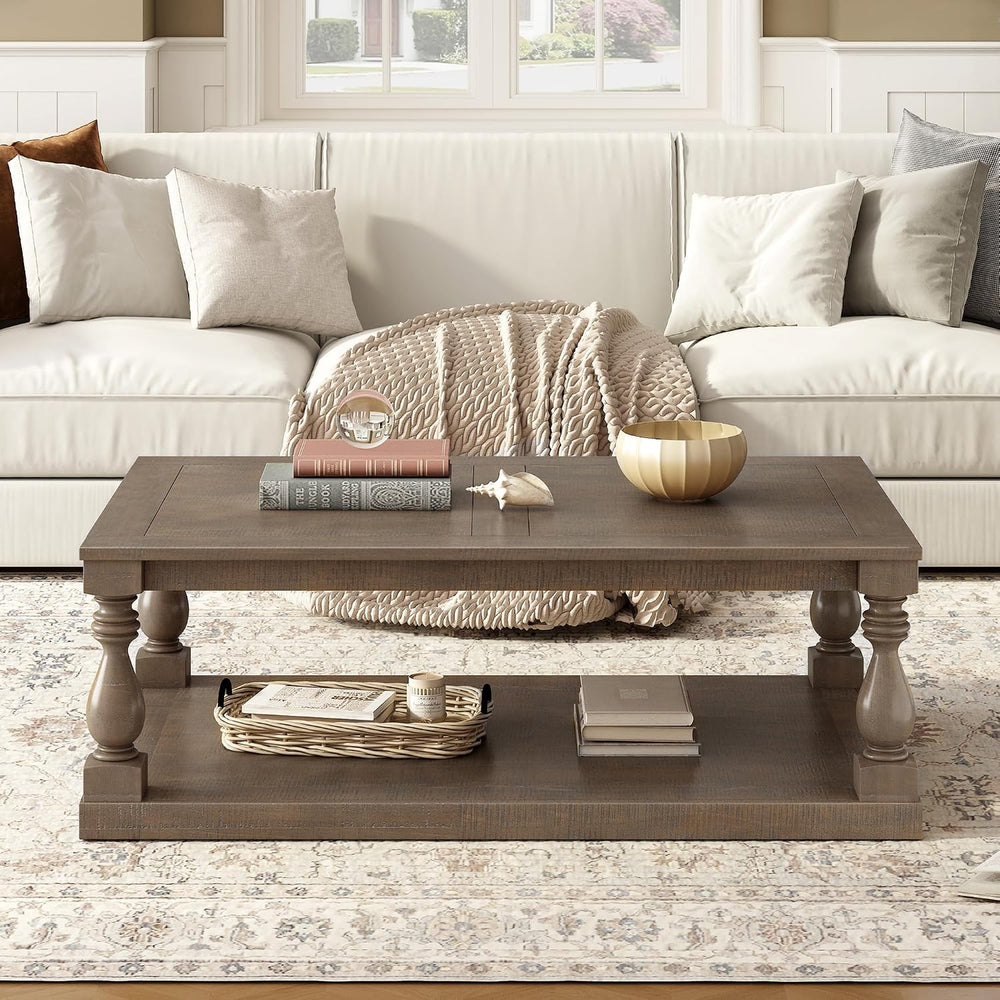 P PURLOVE Solid Wood Coffee Table, Modern Farmhouse Coffee Table/Center Table...