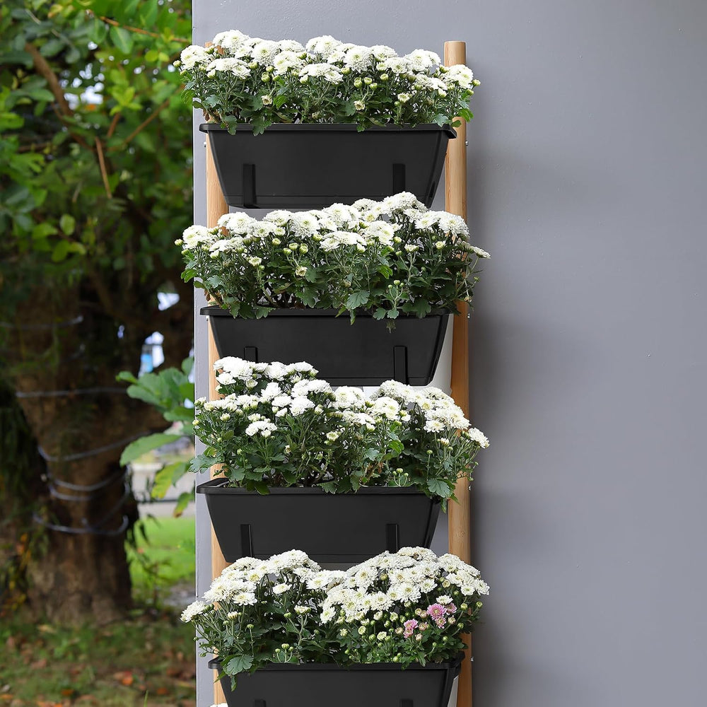 4 Pack Window Boxes Planters Railing Planter Box with Adjustable Brackets