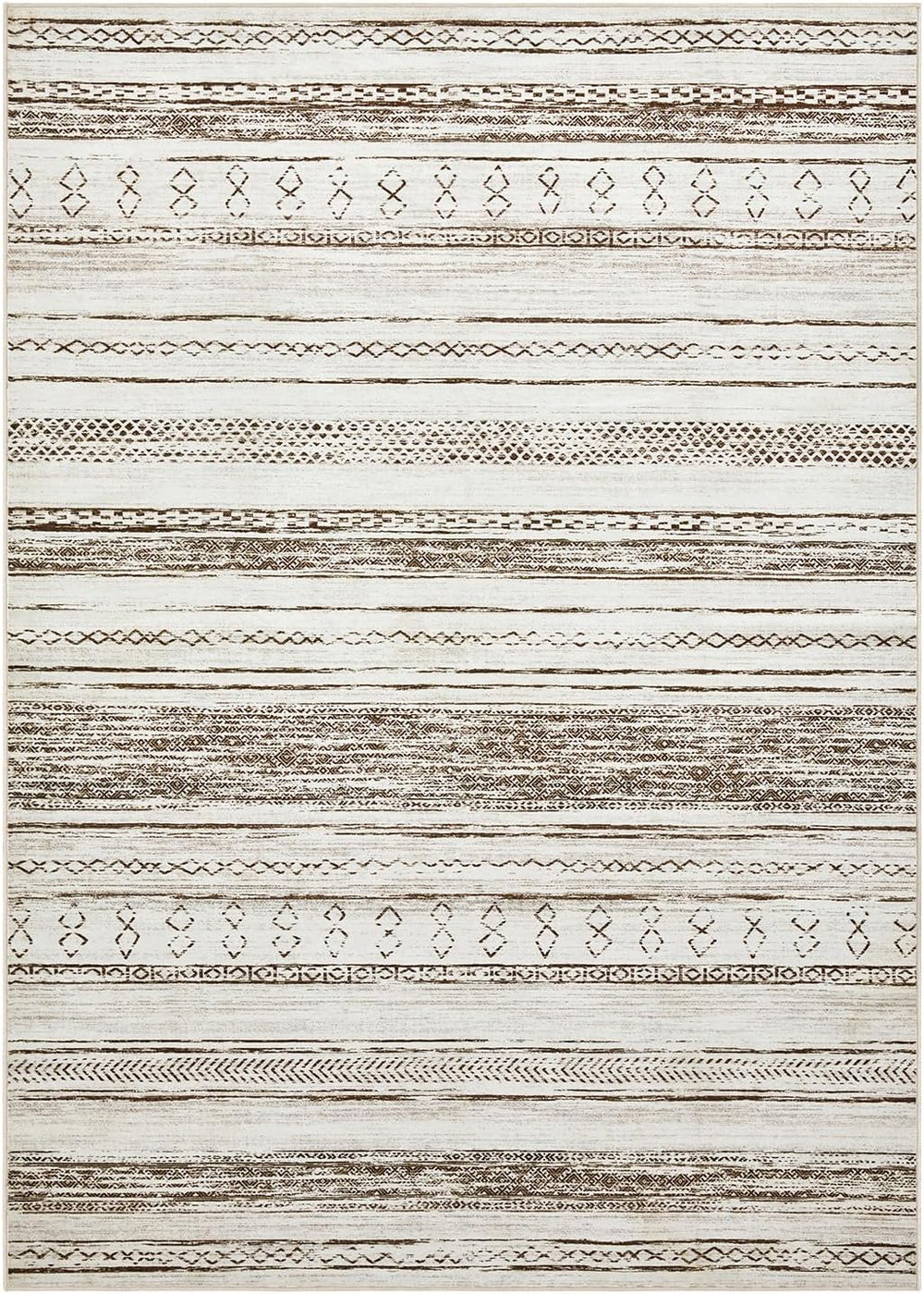 Tortania Area Rug Living Room Rugs - 5x7 Washable Large Soft Neutral Boho Mor...