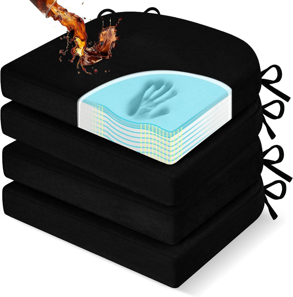 downluxe Chair Cushions for Dining Chairs, Memory Foam Linen Kitchen Chair Pa...