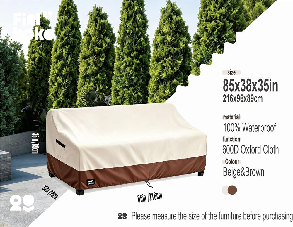 3-Seater Outdoor Sofa Cover, 85Wx38Dx35H inches Outdoor Furniture Covers Wate...