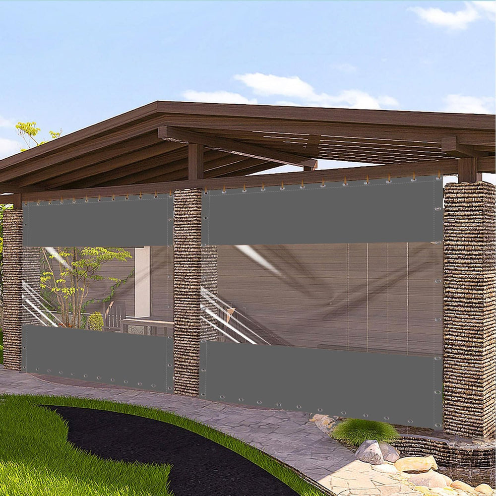 20 Oz Outdoor Vinyl Curtain, Outdoor Clear Panel Curtain, Weather Resistant O...