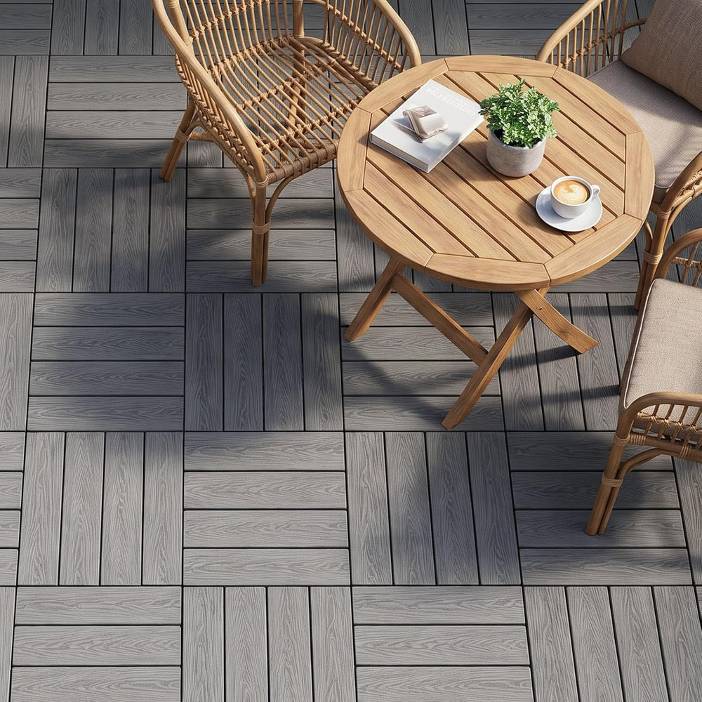 Modular Outdoor Flooring System, 22.6 x 22.6 in Raised Deck Platform, ASA Wea...