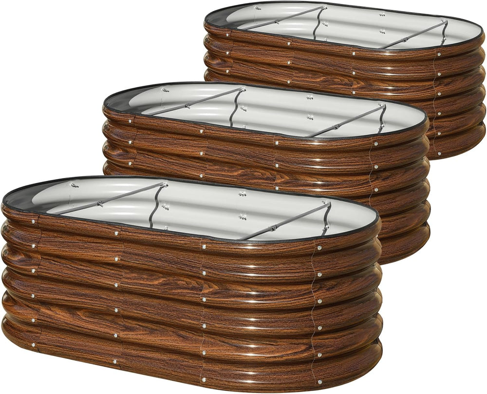 SnugNiture 3 Pcs 4x2x1.5ft Raised Garden Bed Outdoor, 17" Tall Galvanize...