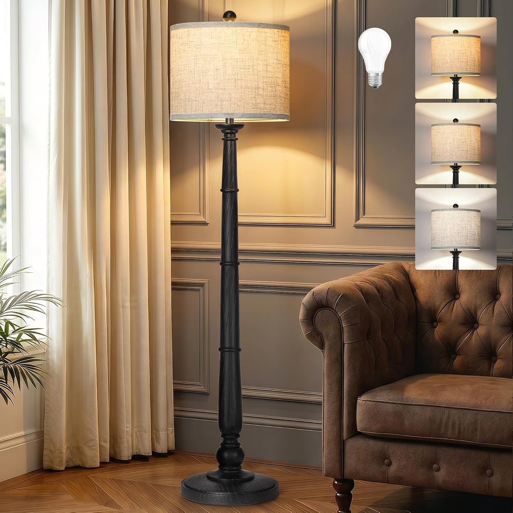 61'' Vintage Floor Lamp for Living Room, Rustic Farmhouse Tall Standi...