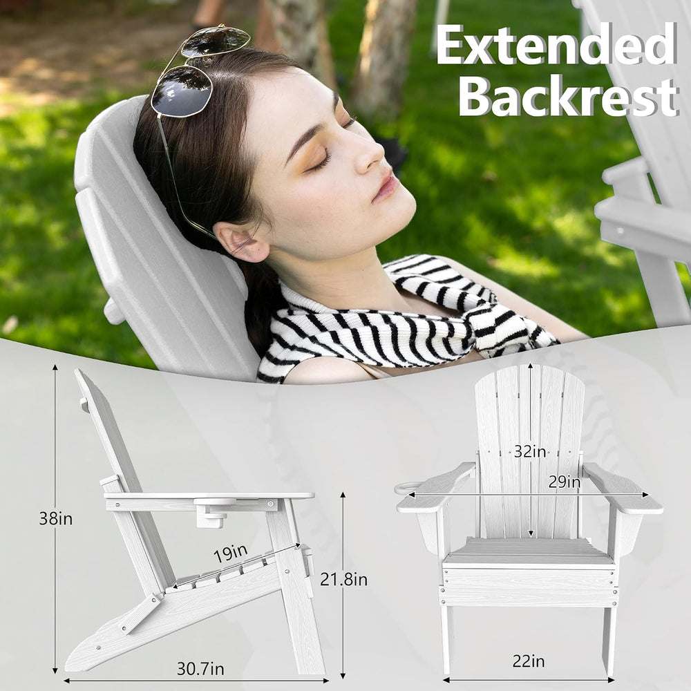 Plawdlik Folding Adirondack Chair Set of 6 with Cup Holder,Wooden Textured,He...