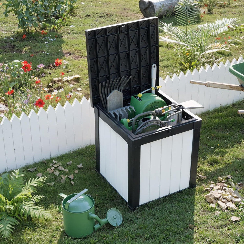 PatioZen 50 Gallon Resin Deck Box, Lockable Outdoor Storage Box for Patio Cus...