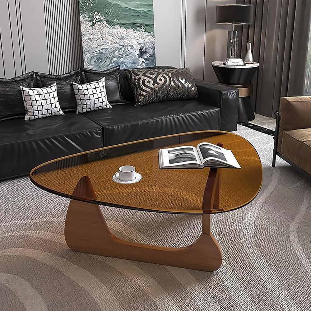 Modern Glass Coffee Table for Living Room, Mid Century Coffee Table, Small Co...
