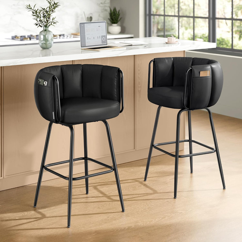 SONGMICS Home Bar Stools Set of 4, 360° Swivel,Bar Height