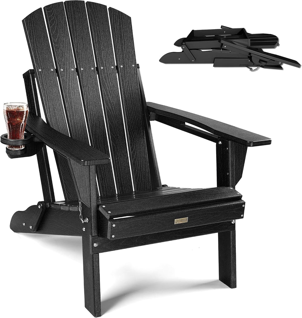 Adirondack Chair with Cup Holder: Folding Adirondack Chairs Plastic HDPE Mate...