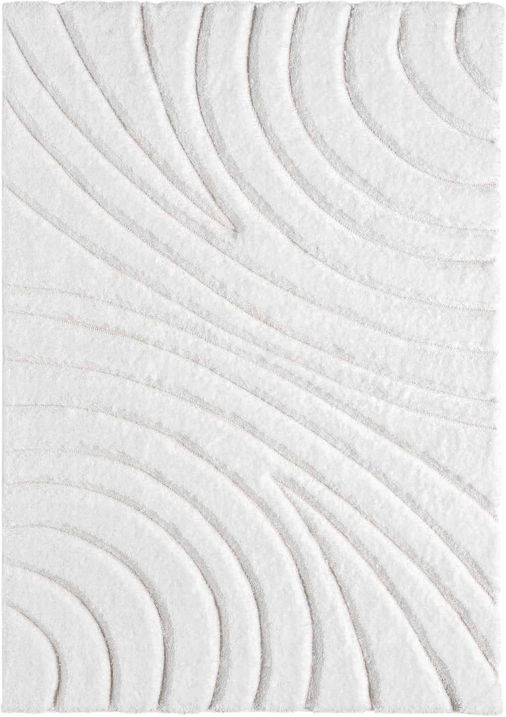 LUXE WEAVERS Modern Geometric Shag Area Rug Cream 5x7