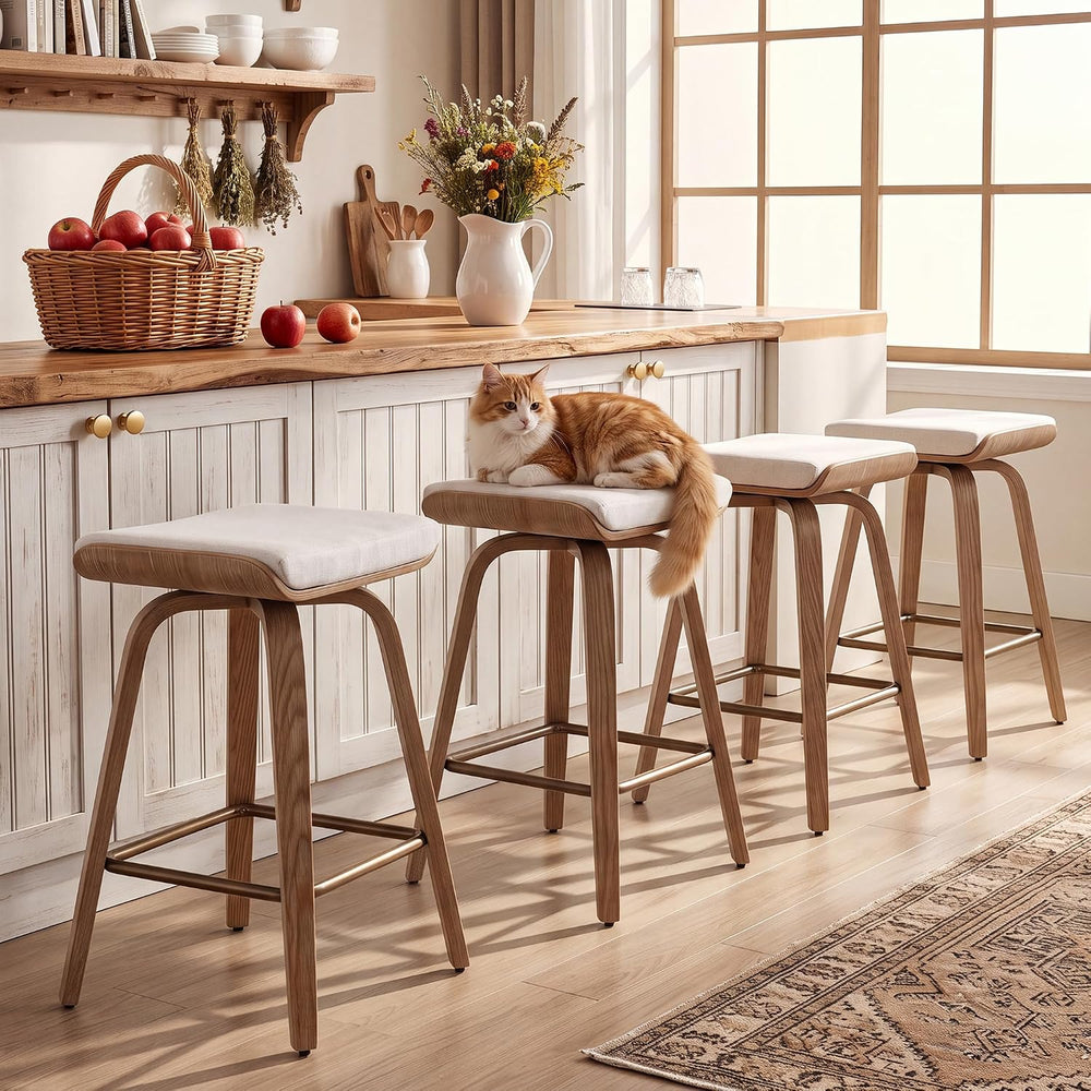 HNY 26" Swivel Bar Stools Set of 2, Backless Counter Height Bar Stools w...