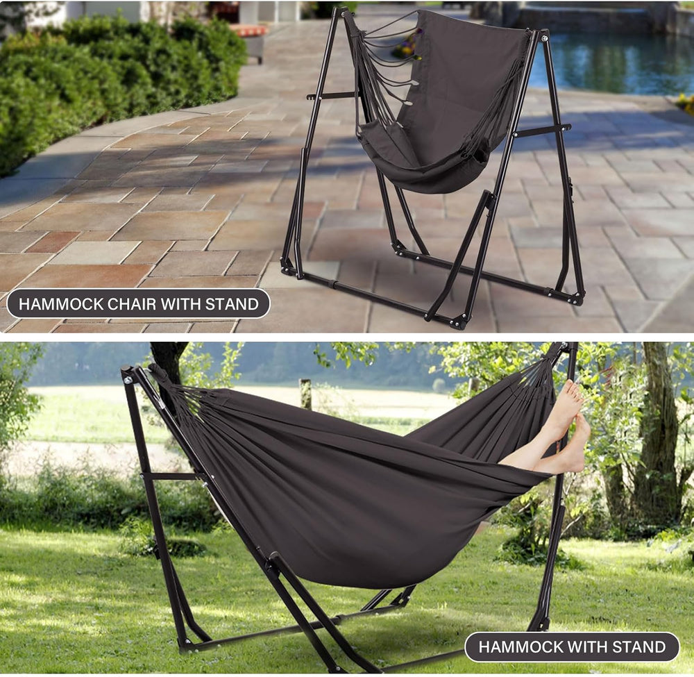2 in 1 Hammock with Stand, Outdoor Hammock Swing Chair with Portable Heavy Du...