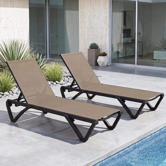 Domi Aluminum Pool Lounge Chair Outdoor Set of 2 Chaise Lounge Outdoor
