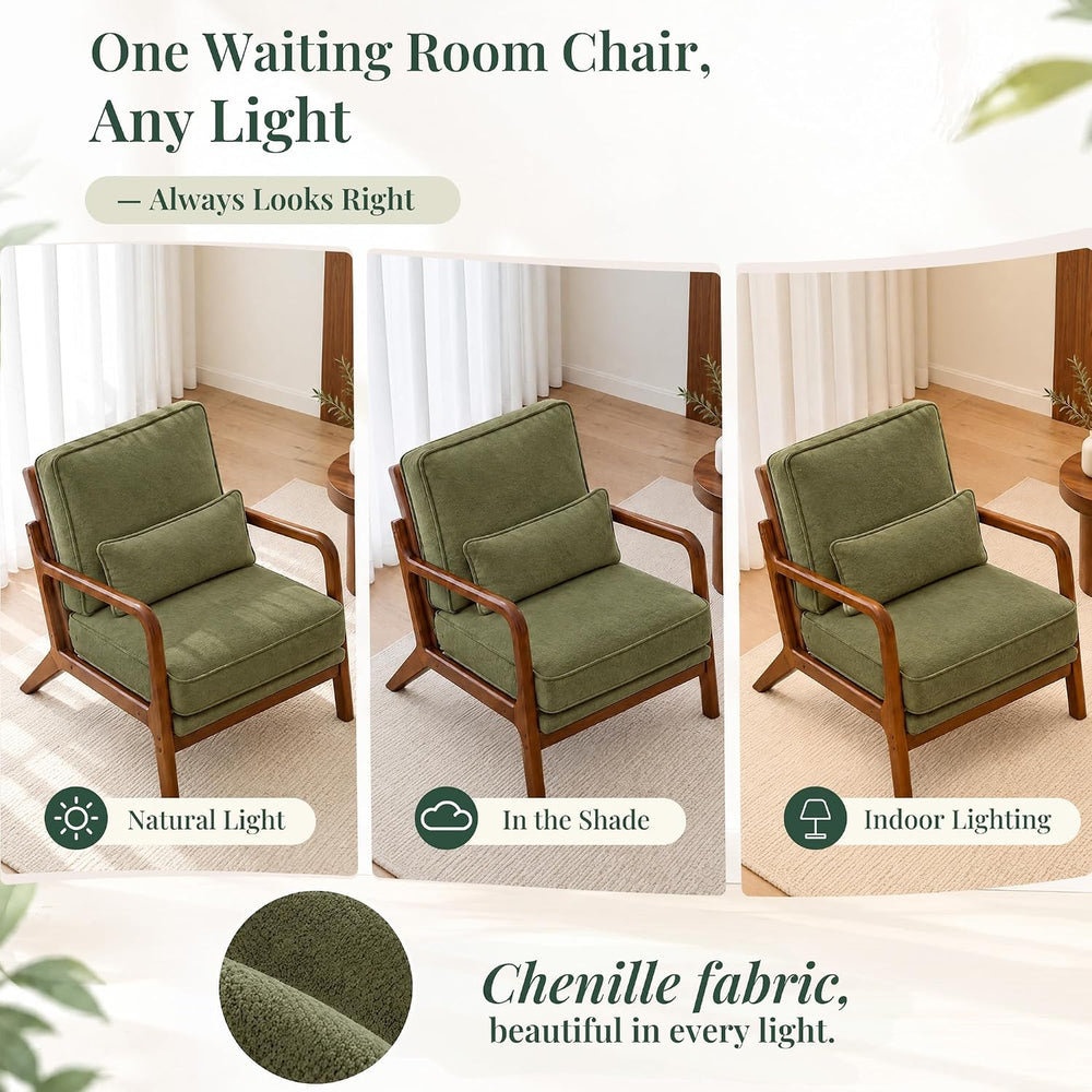 Mid Century Modern Accent Chair, Upholstered Lounge Chair,Green