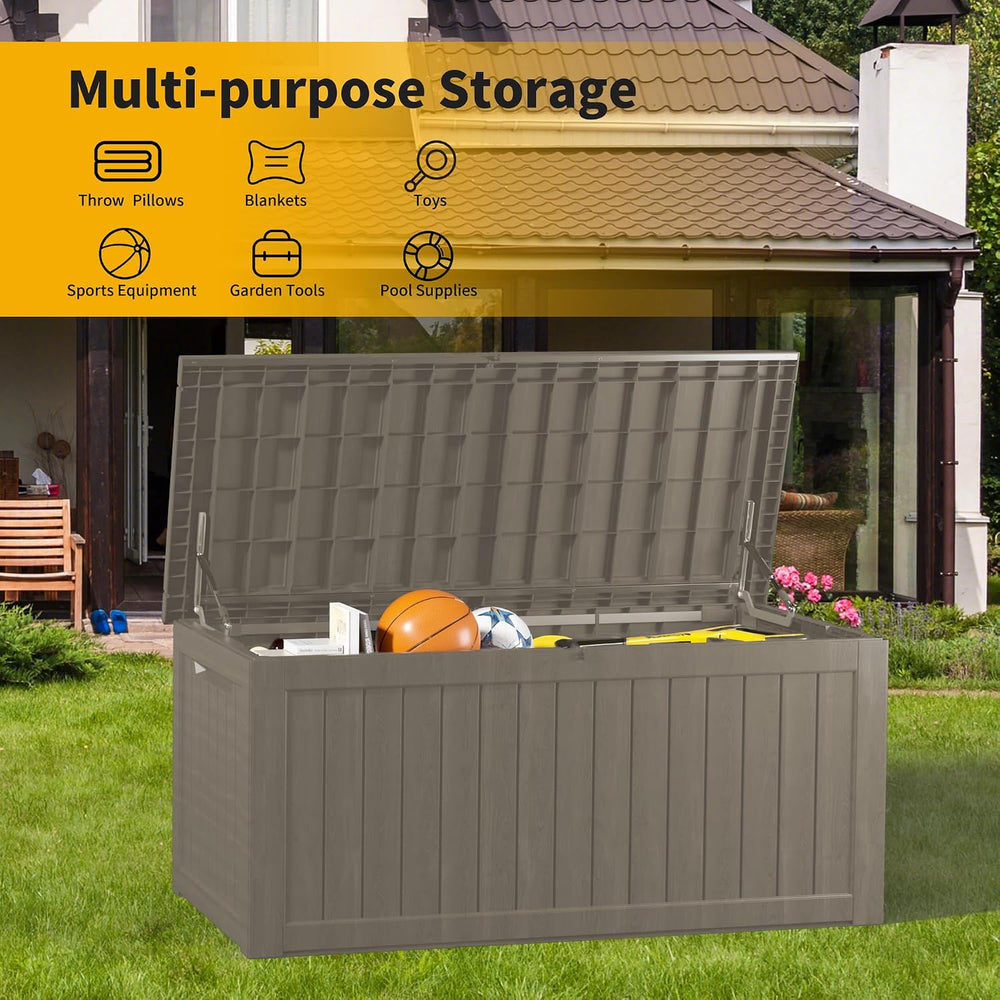 270 Gallon Resin Large Deck Box Organization and Storage Box for Patio, Outdo...