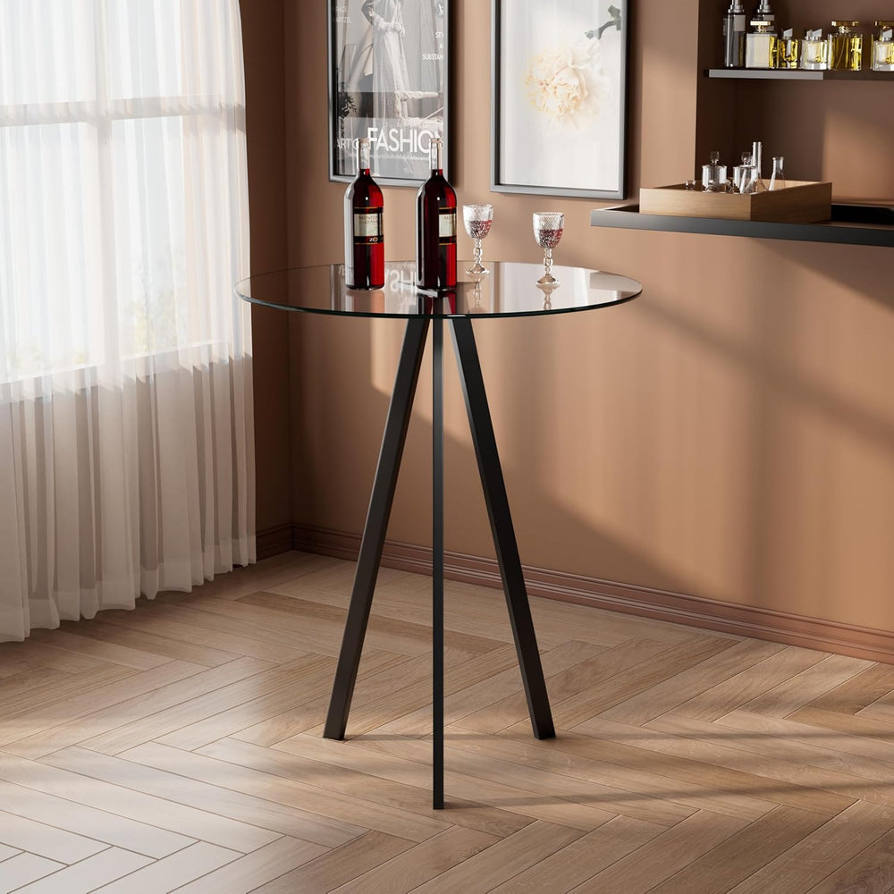 Round Bar Table, 37.4" High Pub Table, 31" Small Cocktail Table wit...