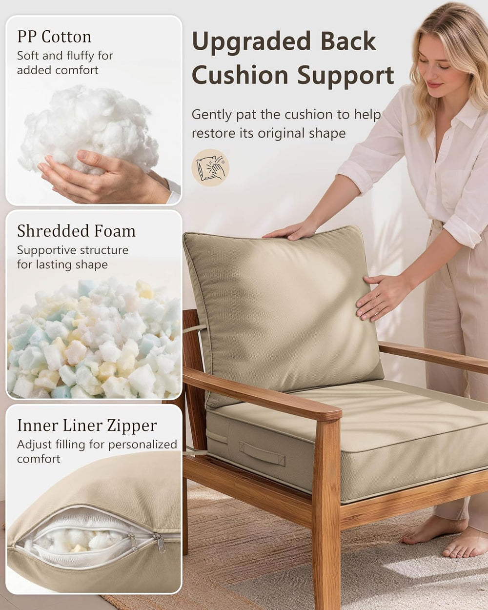 Outdoor Patio Chair Cushions Set 22 L X 24 W X 5 H Waterproof & Fade Resi...