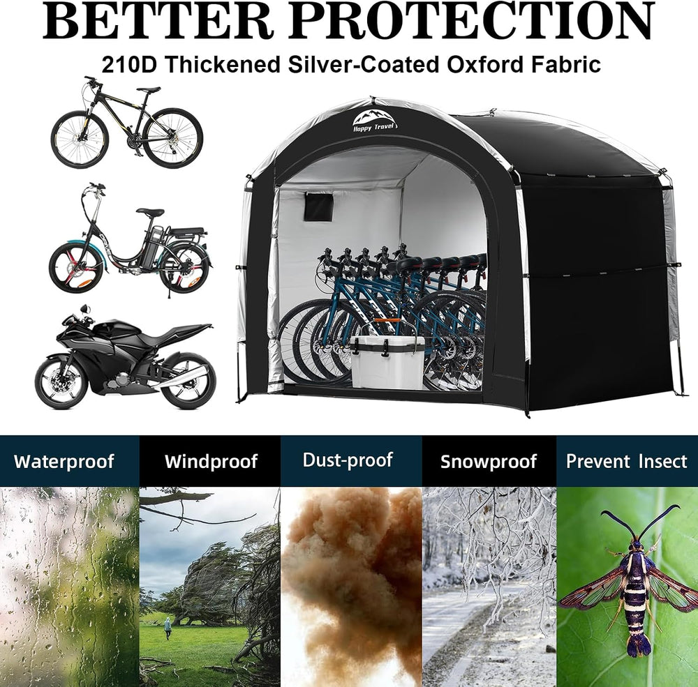 Happy Travel Outdoor Waterproof Bike Storage Tent Shed for 2/3/4/6/8 Bikes