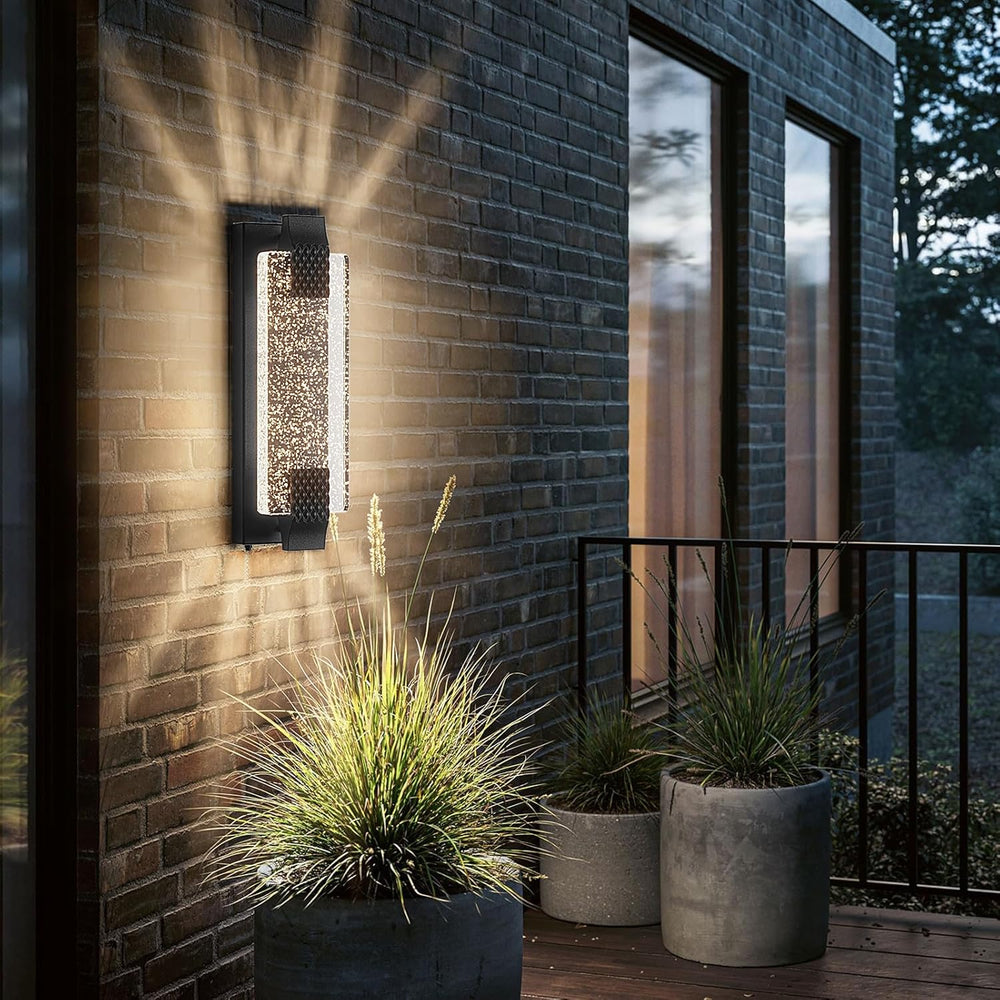 camuucci Dusk to Dawn Outdoor Wall Light, Sparkling Glow Porch Sconce