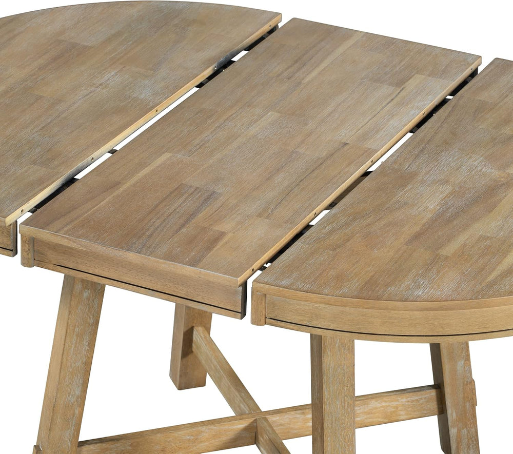 Knocbel Farmhouse 4-Person Extendable Dining Table Set, 5-Piece Dinette Set w...