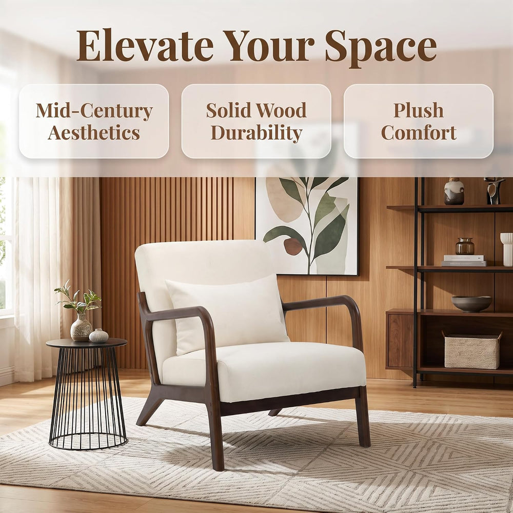 Komene Mid Century Modern Accent Chair Sitting Chair with Solid Wood Frame, U...