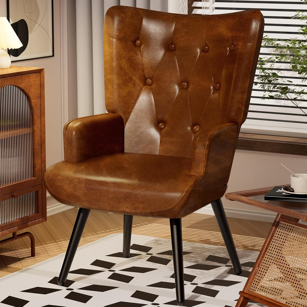 TLSUNNY Accent Chair, Upholstered PU Leather Living Room Chairs