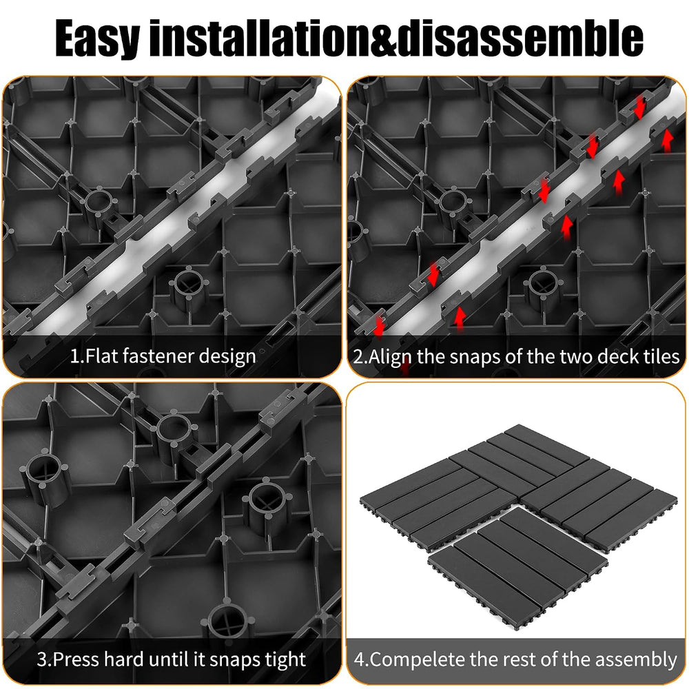 Plastic Interlocking Deck Tiles, 44 Packs Deck Tile Outdoor Waterproof All We...