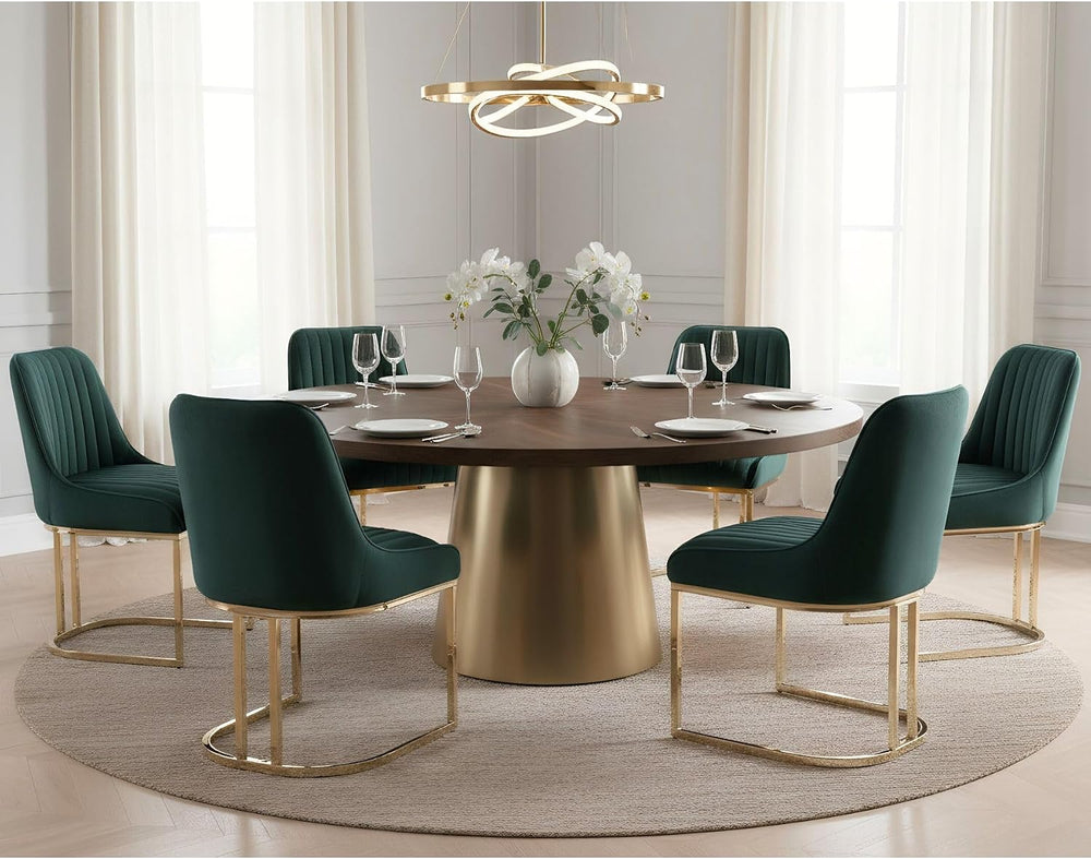 ROCITY Set of 6 Modern Velvet Dining Chairs, Green