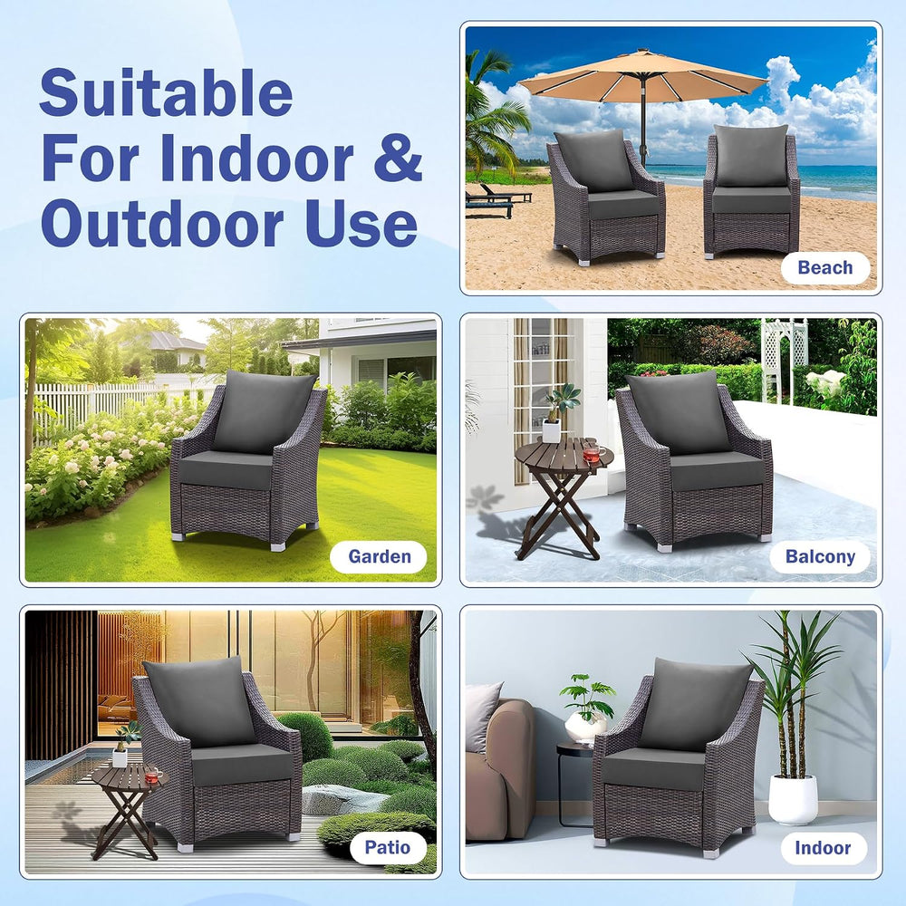 IASEAHK Outdoor Seat Cushion Set, Waterproof & Fade Resistant Patio Chair...