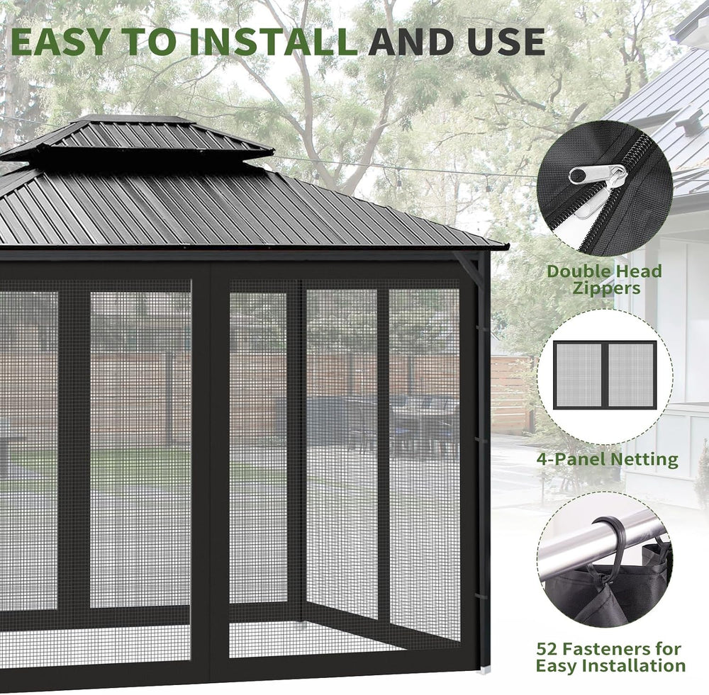 10' x 10' Gazebo & Pop Up Canopy Tent Replacement Mosquito Nettin...