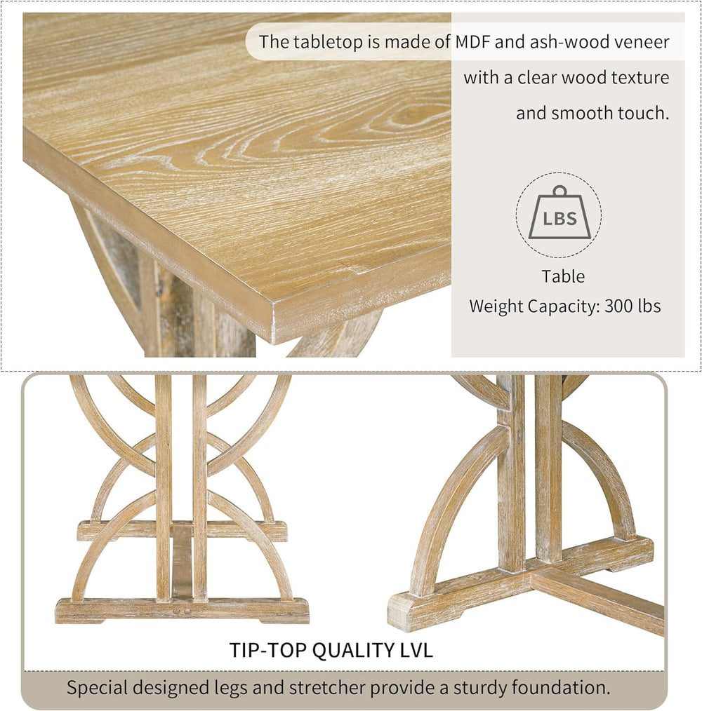 Merax 6-Piece Solid Wood Dining Table Set for 6, Wood Rectangular Kitchen Tab...