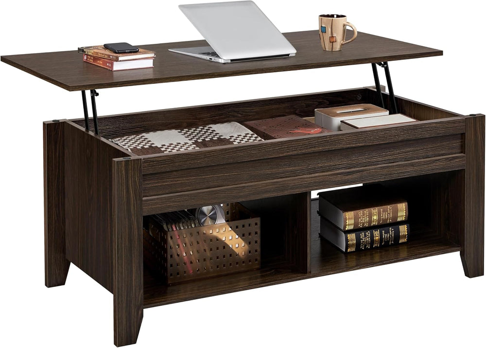 Yaheetech 39.5" Lift Top Coffee Table with Storage Shelf, Espresso