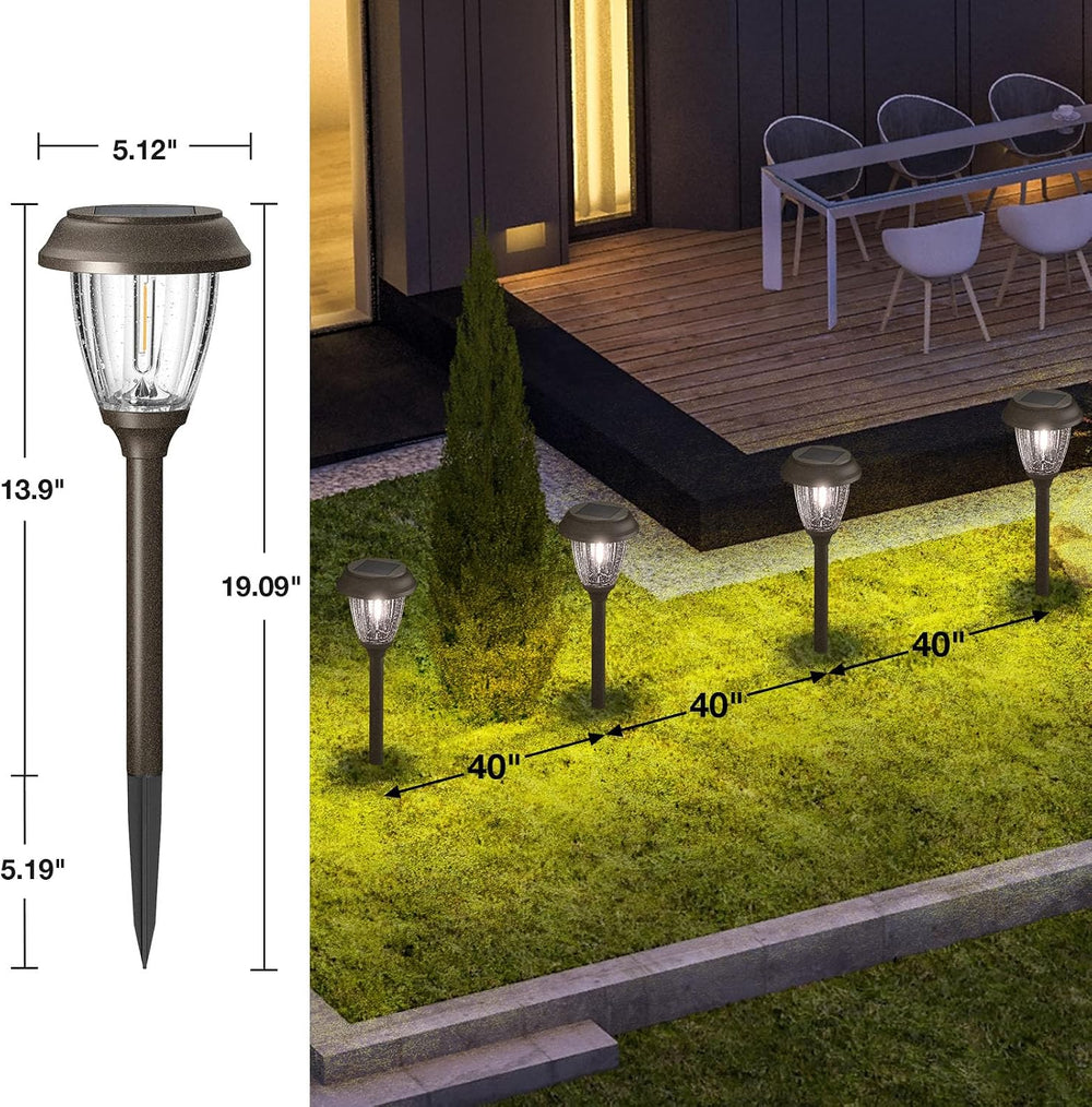 XMCOSY+ Solar Pathway Lights Outdoor, 6 Pack 2-Mode Solar Garden Lights