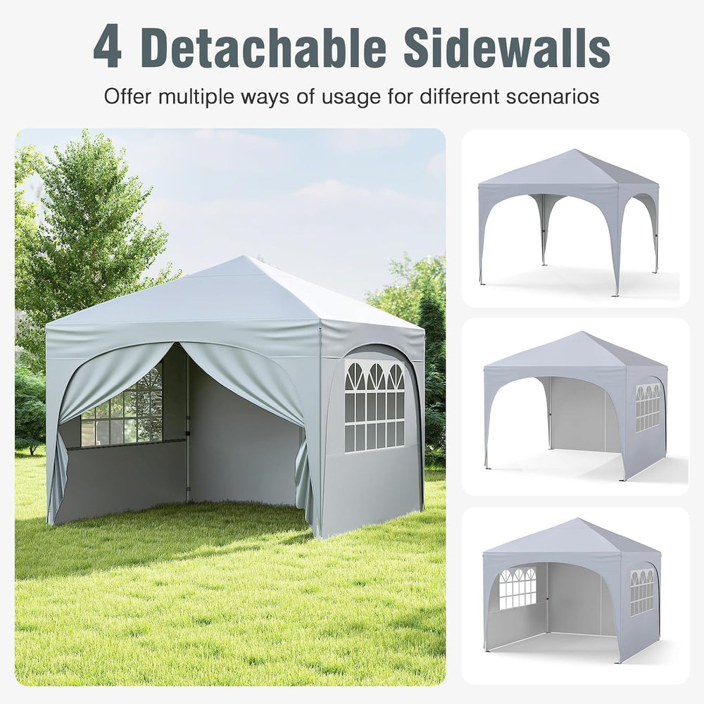 Tangkula 10x10Ft Pop up Canopy with 4 Sidewalls, UPF50+ Outdoor Tent with Zip...
